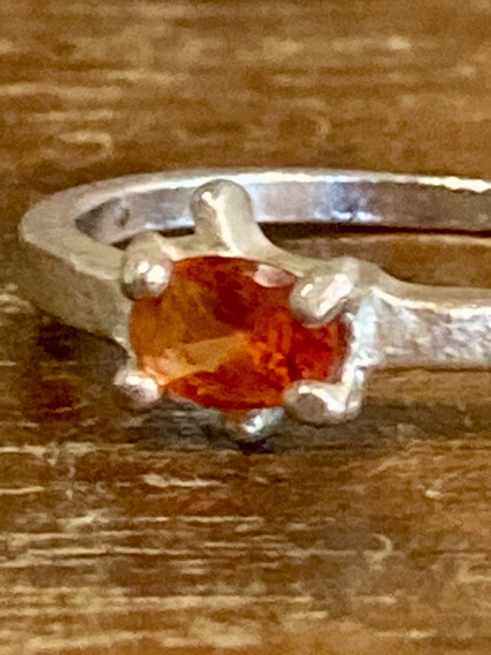 Sterling Silver Orange Gemstone Ring • Size 9 • Handmade Look • Wonky Prong - Picture 14 of 16